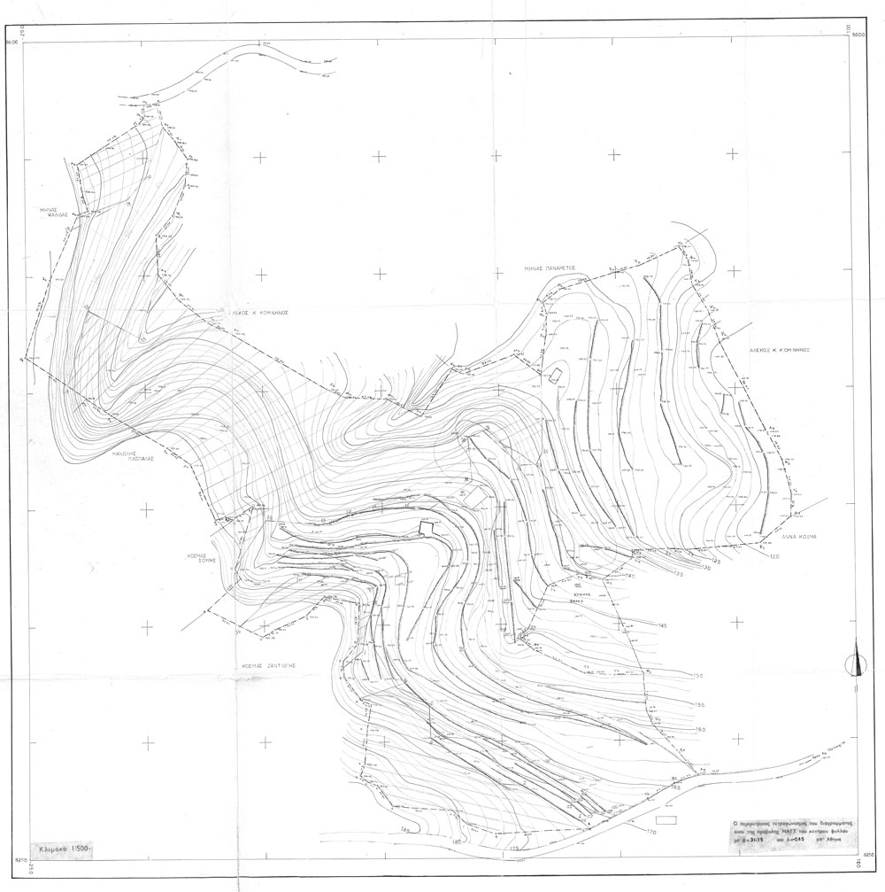 Topographical map of Silaka – large piece of land for sale on Greek island Kythira. Ideal for hotel project or villas.